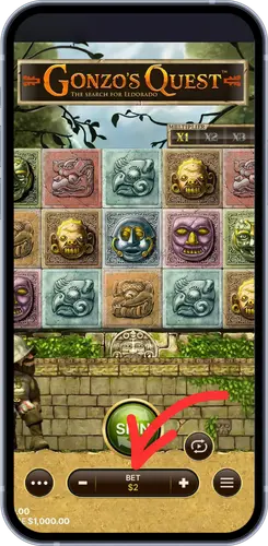 Ajuste de apuesta en el juego Gonzo Quest