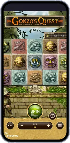 Gonzo Quest pantalla de inicio del juego