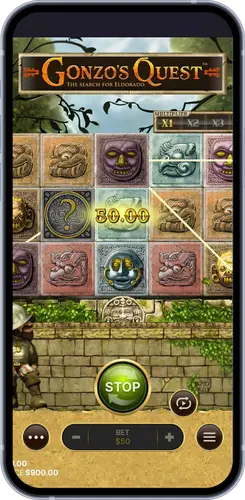 Gonzo Quest pantalla de ganancia en el juego